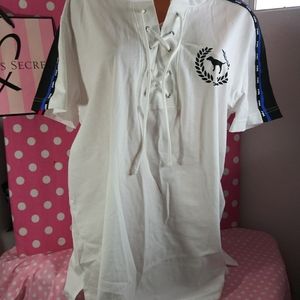 NWT PINK Victoria's Secret Lace Up Top